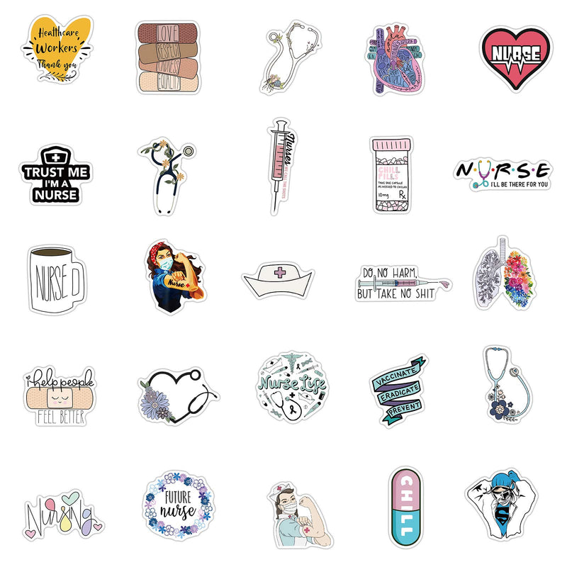 Nurses day Stickers White Angels Cartoon Stickers| 50 Pcak | Vinyl Waterproof Stickers for Laptop,Bumper,Water Bottles,Computer,Phone,Hard hat,Car Stickers and Decals,Adults Kids Teens for Stickers(Nurses day) Nurses Day