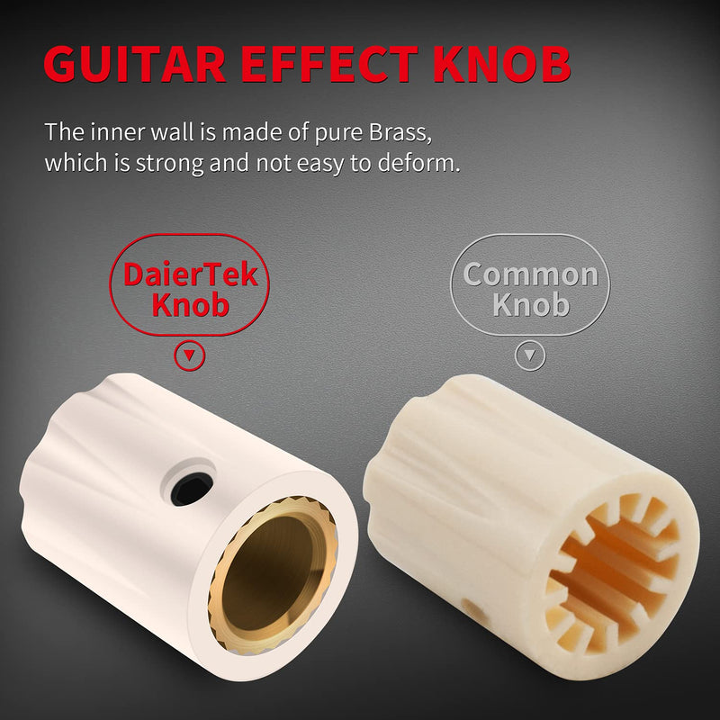 DaierTek 10Pcs Guitar Effect Knob Volume Control Knob Plastic 1900 Davies Style Knob Metal Insert with Set Screw for Guitar Pedal Effect Cream