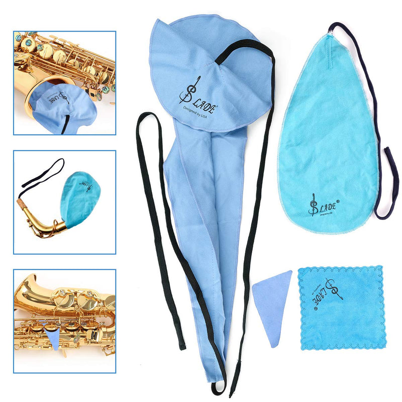 Eison 10-1 Saxophone Cleaning Care Kit for Saxophone and Clarinet, Sax Cork Grease Mouthpiece Brush Mini Screwdriver Thumb Rest Reed Case Cleaning Cloth blue