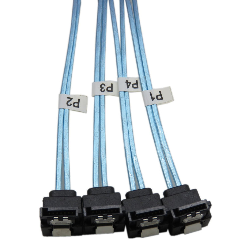 CableDeconn 18' Mini SAS 36P SFF-8087 To 4 SATA 7Pin 90 Degrees Target Hard Disk Data Cable 0.5M (H0304)