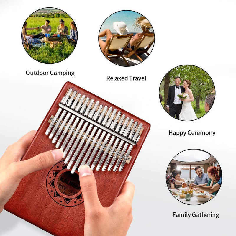 Kalimba 17 Keys Thumb Piano,Portable Wood Finger Piano With Tune Hammer Instruction Book Accessory,Music Instrument Gift For Beginners Kids Adult Reddish brown