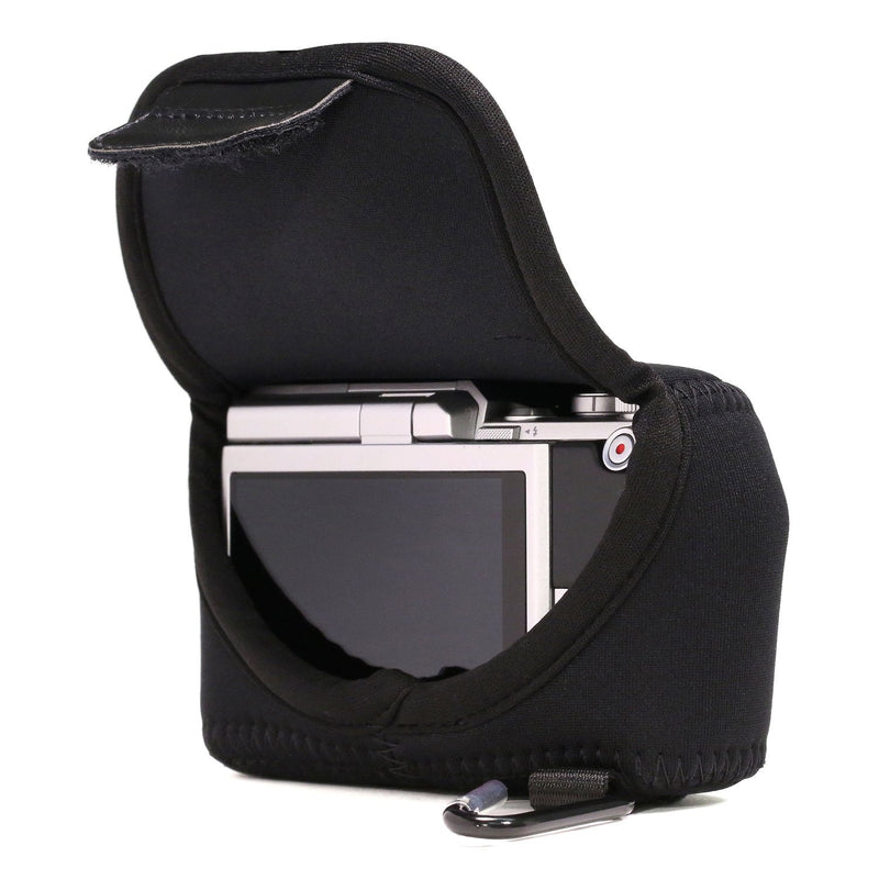 [AUSTRALIA] - MegaGear ''Ultra Light'' Neoprene Camera Case Bag with Carabiner for Nikon 1 J4, Nikon 1 J5 with 10-30mm (Black) Black 