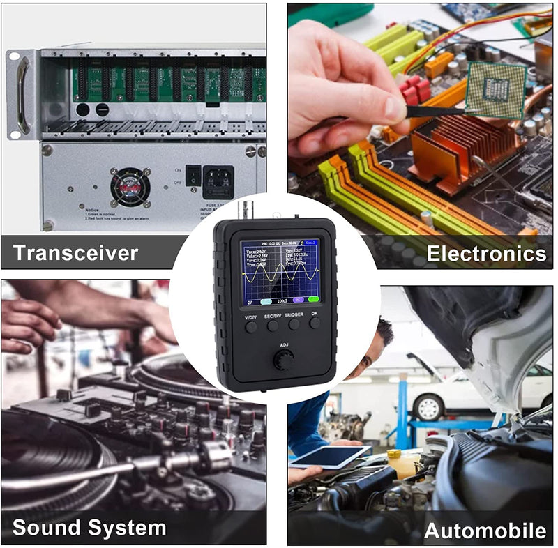 ETEPON Digital Oscilloscope Kit with BNC-Clip Cable Probe with Power Supply, (Assembled Finished Machine) EM001 Black-1