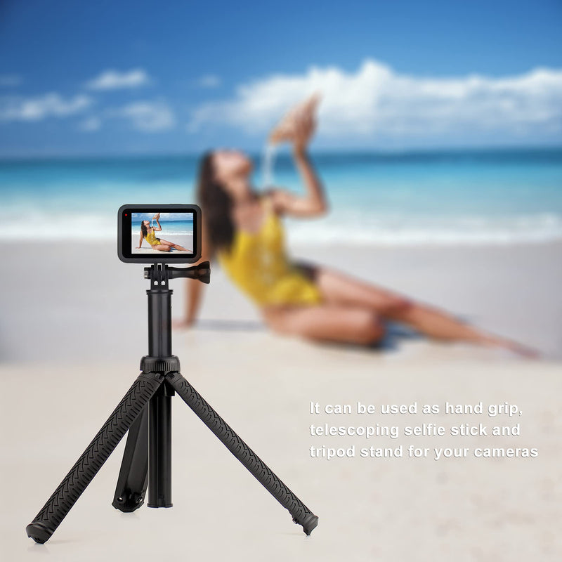 YALLSAME Aluminum Selfie Stick for GoPro Hero 10 9 8 7 6 5 4 3 Max Fusion Session AKASO SJCAM DJI OSMO Action Camera Used as Extendable Telescoping Monopod Pole Hand Grip Tripod Stand Selfie Stick Monopod