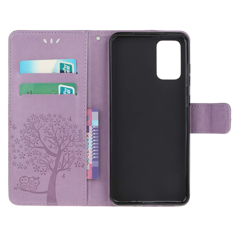 Samsung Galaxy S10 Lite / A91 Case Shockproof 3D Owl Tree Leather Flip Wallet Phone Cases ID Credit Card Slots Kickstand Magnetic Closure TPU Bumper Cover for Samsung S10 Lite / A91 Light Purple