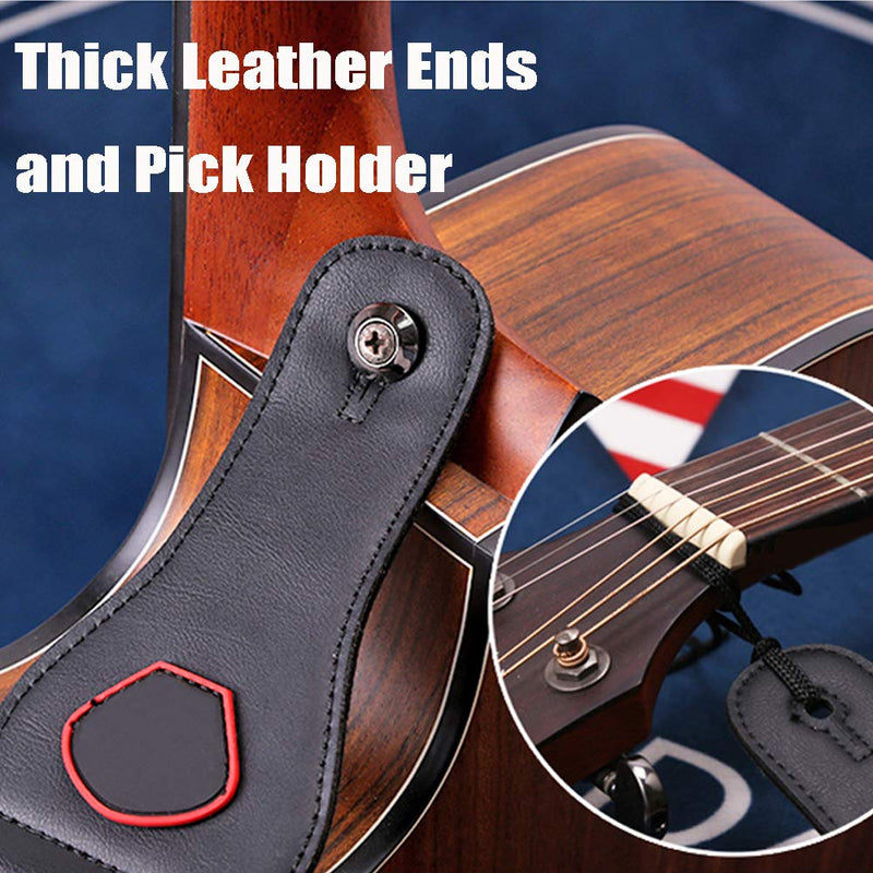 WOGOD Guitar Strap Adjustable Acoustic Guitar Strap Electric Guitar Shoulder With Pick Holders For Bass Electric Acoustic Guitars