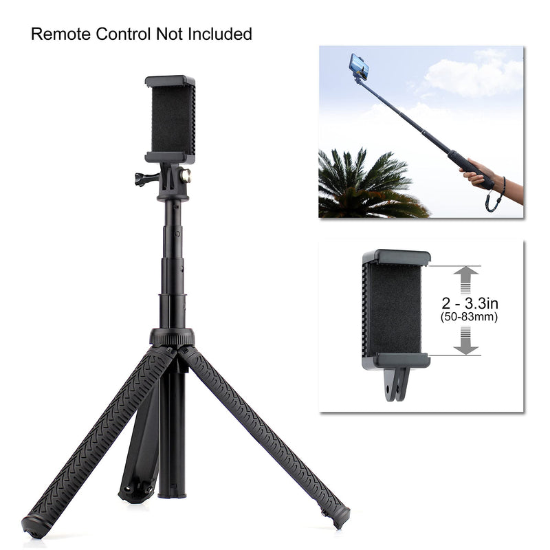 YALLSAME Aluminum Selfie Stick for GoPro Hero 10 9 8 7 6 5 4 3 Max Fusion Session AKASO SJCAM DJI OSMO Action Camera Used as Extendable Telescoping Monopod Pole Hand Grip Tripod Stand Selfie Stick Monopod