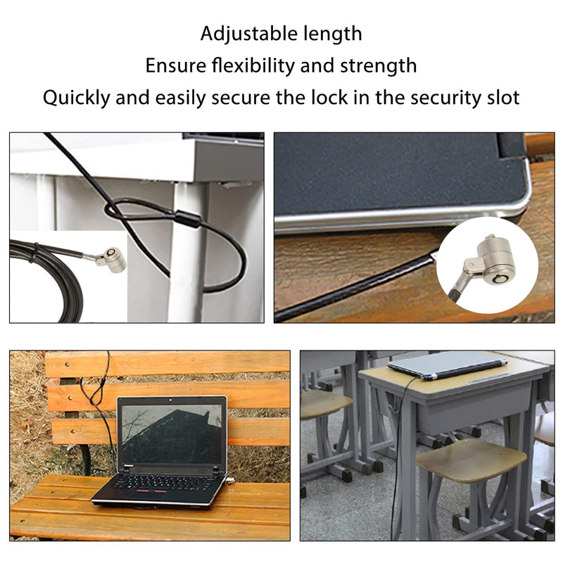 Notebook Lock and Security Cable 2 Keys, Cable Lock for Laptops, Adjust Length Flexibility Hardware Security Cable Lock Anti Theft for 6x2.5mm Nano Lock Holes