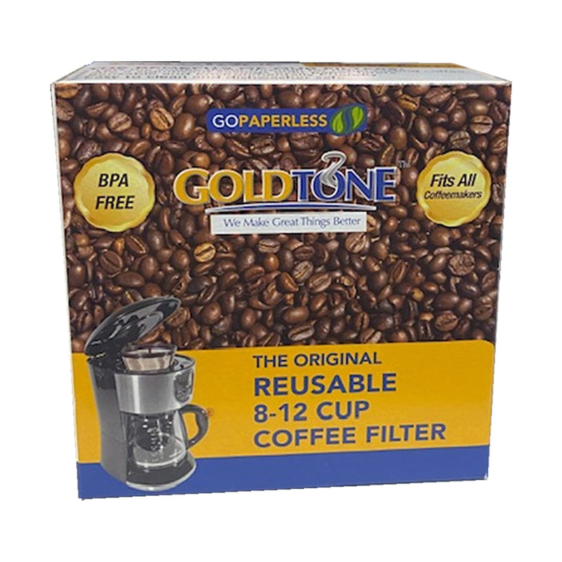 GOLDTONE Reusable 8-12 Cup Basket Coffee Filter fits Mr. Coffee Makers and Brewers, BPA Free 8/12 Cup