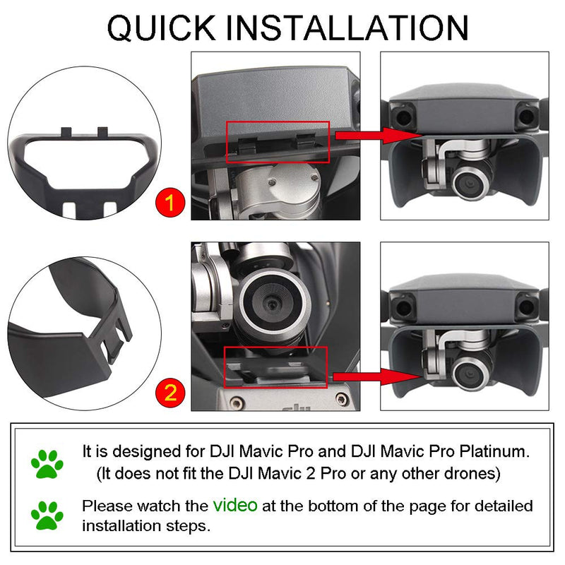 Arzroic Mavic Pro Lens Hood Sun Shade Gimbal Cover Camera Protector Guard Accessories for DJI Mavic Pro/Platinum