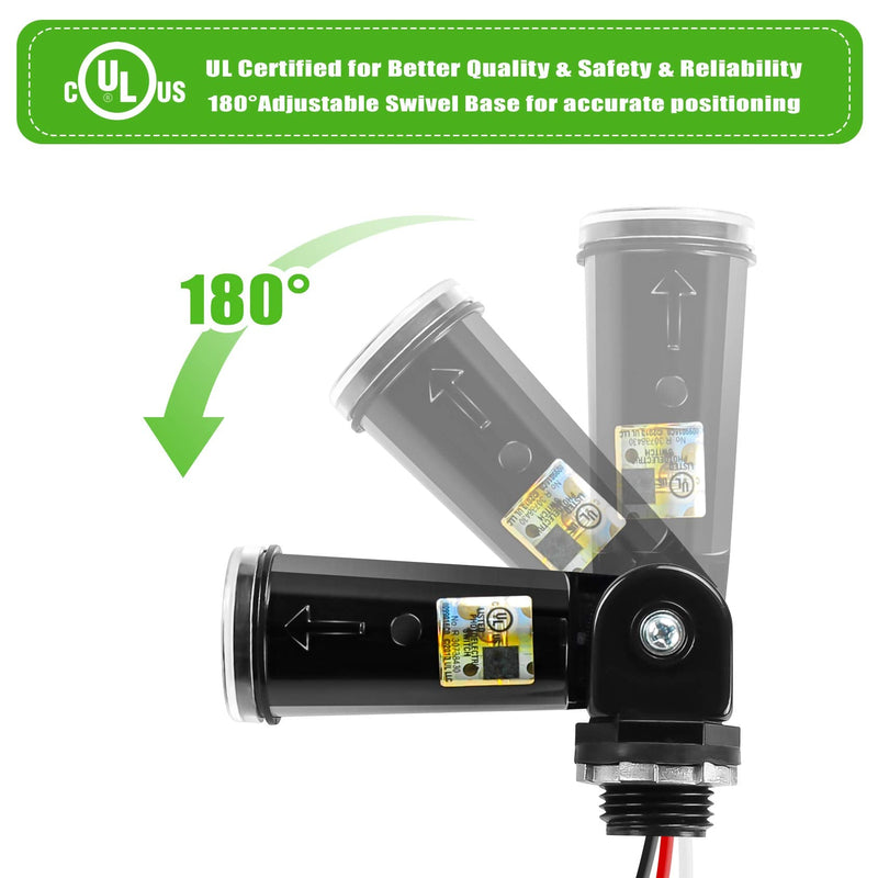 2-Pack, Dusk to Dawn/Day Night Sensor, Photoelectric Switch, Photo Cell Sensor, 110V/120V/220V/240V Input, UL Listed, IP65 Water-Resistant, Photocell for Outdoor Light 2