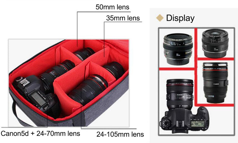 G-raphy Camera Bag Insert Camera Customizeable Insert / Protection Bag for SLR DSLR Cameras (Nikon,Sony Olympus ,Canon,Kodak,Fujifilm,Panasonic etc, Lenses,and Other Accessories