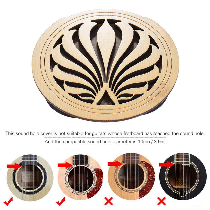 ammoon Guitar Wooden Soundhole Sound Hole Cover Block Feedback Buffer Spruce Wood for EQ Acoustic Folk Guitars 2#