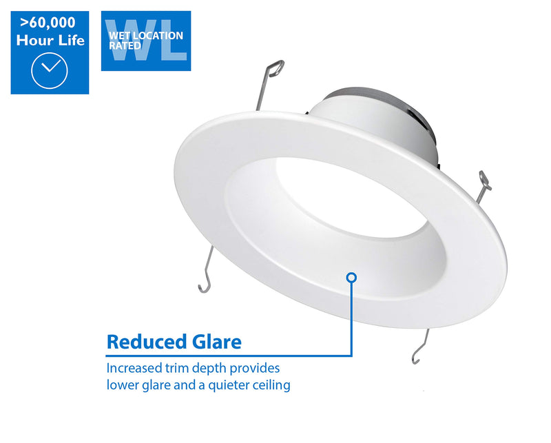 NICOR Lighting DLR565081202KWH LED Downlights, White 2700 Kelvin