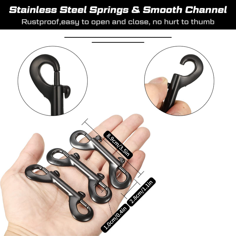 Double Ended Snap Hooks Bolt Snaps Heavy Zinc Alloy Multipurpose Double Sided Clips Chain Metal Clip Key Holder Black Snap Hooks for Water Bucket Dog Leash Feed Buckets (8 Pieces, 3.5 Inches) 8