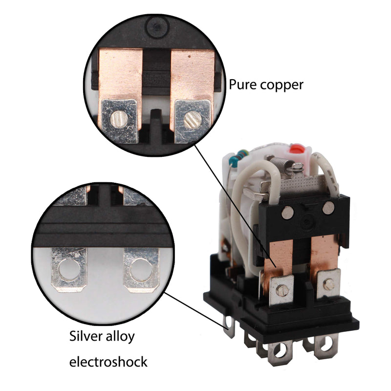 Electromagnetic Power Relay, 8-Pin 10 AMP 110-120V AC Relay Coil with Socket Base, LED Indicator, DPDT 2NO 2NC - LY2NJ [Applicable for DIN Rail System] 110VAC 8Pin - High Current - 10A