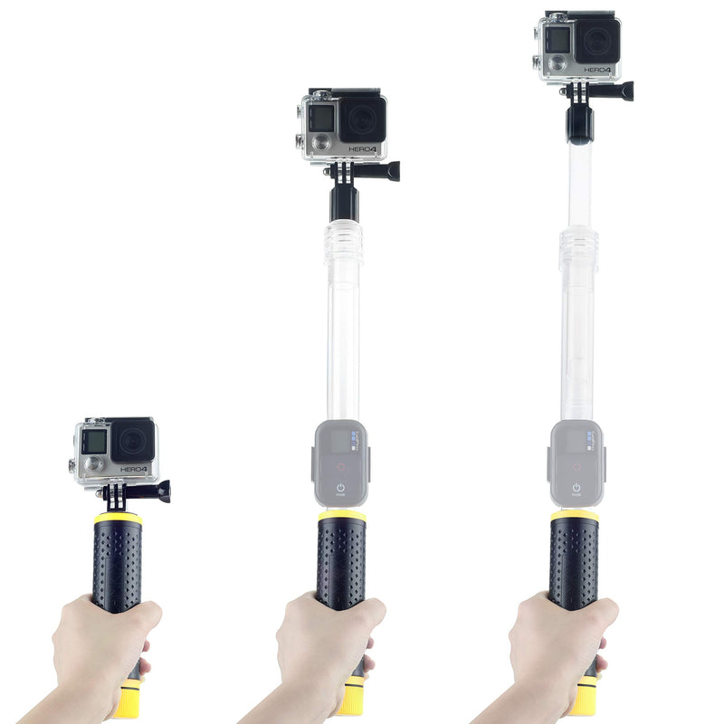 CamKix Waterproof Telescopic Pole Floating Hand Grip - Compatible with Gopro Hero 7, 6, 5, Black, Session, Hero 4, Session and DJI Osmo Action Yellow