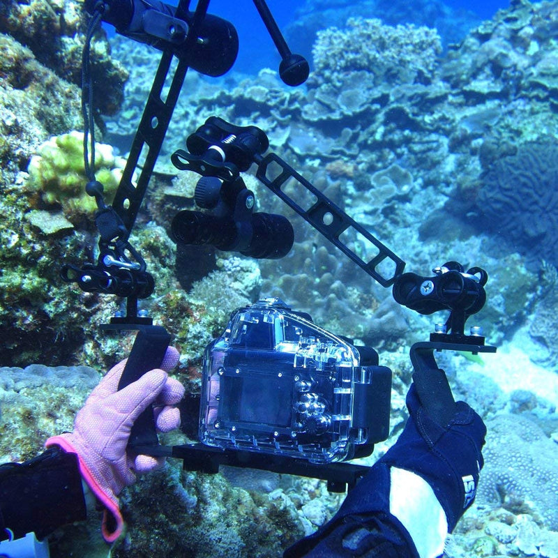 2 Pcs 1" Aluminum Ball Clamp Mount for Underwater Diving Light Arms Tray System, Photography Diving Camera Black 2pcs