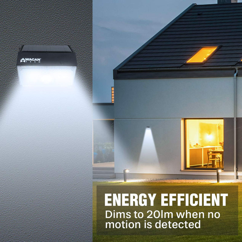 Wagan EL8570 1000 Lumens Outdoor LED Solar Wall Light Waterproof Motion Detected Light, Black 1 Pack