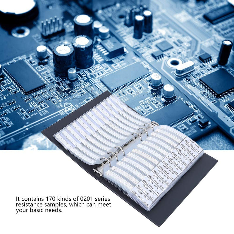 0201 SMD Resistor Sample Book, 170 Values Resistor Kit 50 Each 1% Accuracy in Storage Book Case, Electronic Component for Electronic Engineering