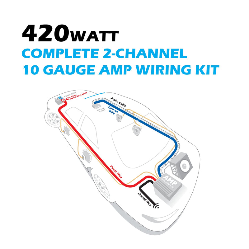 [AUSTRALIA] - Scosche Install Centric ICAK10 True 10 Gauge Hybrid OFC 2-Channel High Current Amplifier Wiring Kit Complete Car Amp Kit Twisted Pair Audio Cables, In-Line Fuse Holder 10 Gauge 2CH Complete 