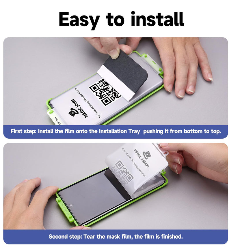 MAGIC JOHN 2 Pack for Samsung Galaxy S22 Ultra Screen Protector [Ceramic film] Not Glass 6.8 inch,[100% Fingerprint ID Compatible] Easy Installation Tray, 3D Curved, Bubble Free, Scratch Proof, HD Clear, Case Friendly S22 Ultral-Clear 6.8inch