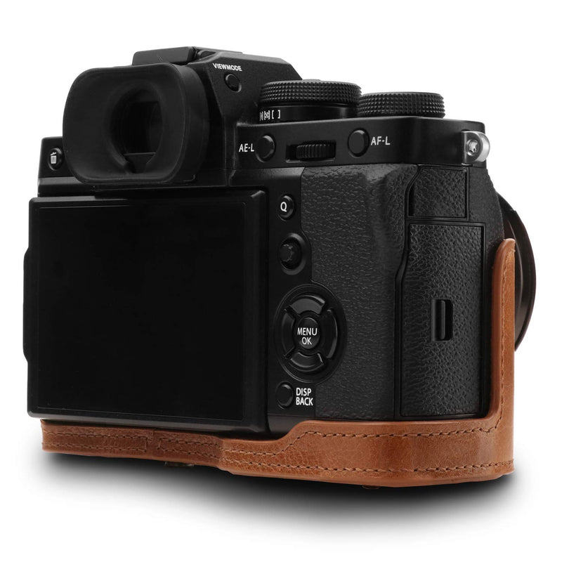 MegaGear MG1551 Ever Ready Genuine Leather Camera Case for Fujifilm X-T3 (XF23mm - XF56mm & 18-55mm Lens) - Brown Compact