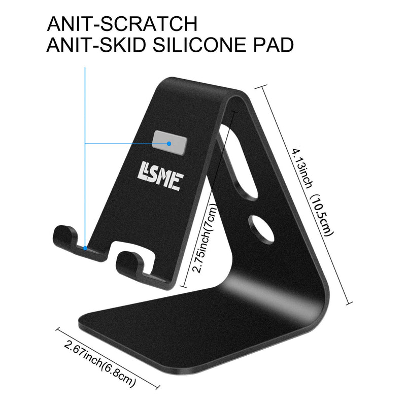 LLSME Cable Clip Holder and Cell Phone Stand, Phone Holder, Cradle, Dock, Aluminum Desktop Stand Compatible with All Mobile Phone, iPhone, iPad Air/Mini - Black Black+stand