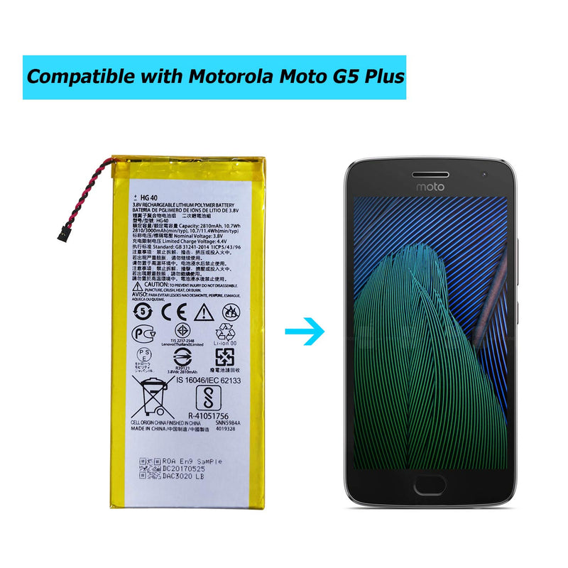 E-YIIVIIL HG40 Replacement Battery Compatible with Motorola Moto G5 Plus XT1684 XT1685 XT1687 SNN5984A with Tools