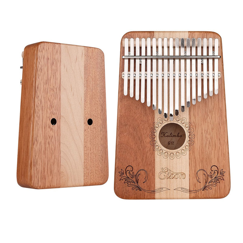 Kalimba,Eison Kalimba with Key Locking System Thumb Piano Finger Piano 17 keys with Instruction and Tune Hammer, Solid Wood Mahogany & Maple Body- Best Gift for Music Fans Kids Adults Kalimba E17