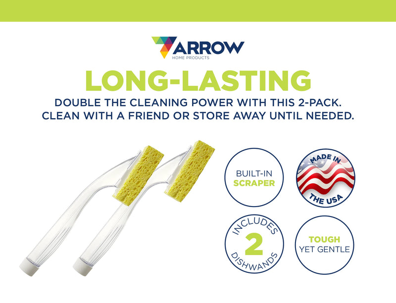 Arrow Plastic Dish Sponge with Handle, 2 Count