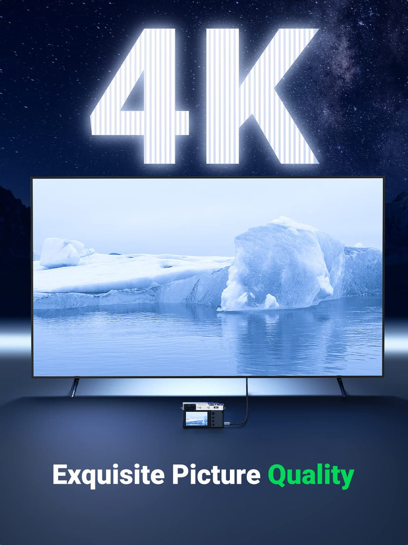 UGREEN 4K 60Hz Micro HDMI to HDMI Cable 6.6FT, Aluminum Shell Braided Micro HDMI 2.0 Cord Support HDR 3D ARC High Speed 18Gbps Compatible with Hero 7 6 5 Sony A6000 A6300 Camera Nikon B500 Yoga 3 Pro