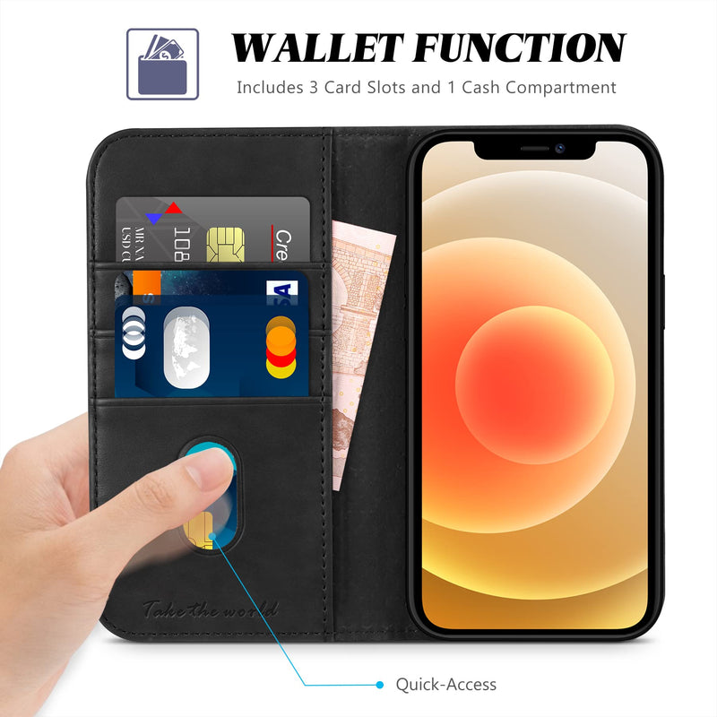[AUSTRALIA] - TUCCH Case for iPhone 13 Wallet Case, Magnetic PU Leather Stand Flip Cover with [TPU Shockproof Interior Case], [RFID Blocking] [Card Slot] Folio Case Compatible with iPhone 13 6.1-inch 2021, Black 