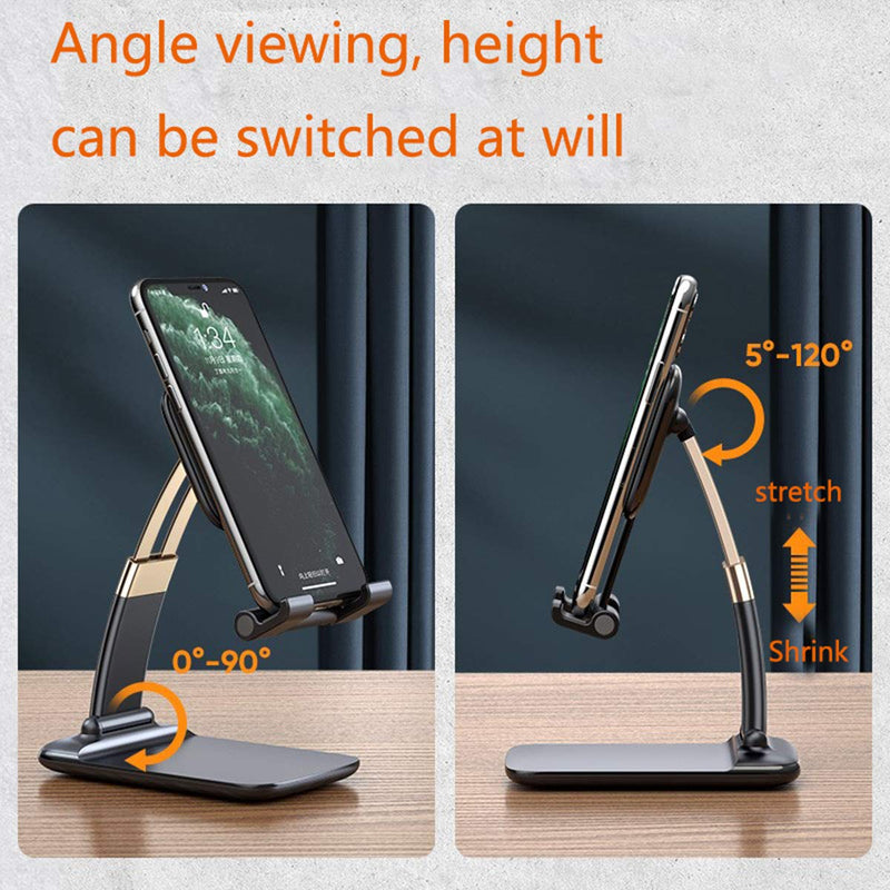 Jiarusig Cell Phone/Tablet Stand, Phone Holder for Desk [Angle Height Adjustable, Foldable] iPhone Stand Non-Slip Phone Stand Compatible with iPhone, All Mobile Phones, Switch, iPad,Tablet Black