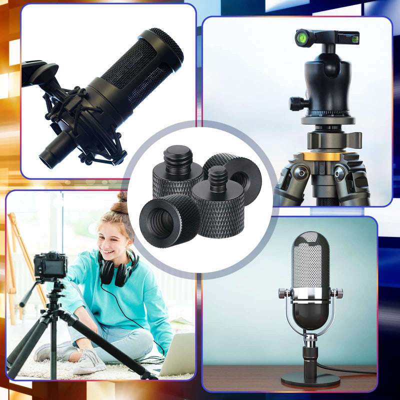 [AUSTRALIA] - 8 Pack Microphone Adapter 1/4 Male to 3/8 Female and 3/8 Male to 1/4 Female Camera Screw Adapter for Camera Tripod Stand Microphone Stand Mic Mount (Black) Black 