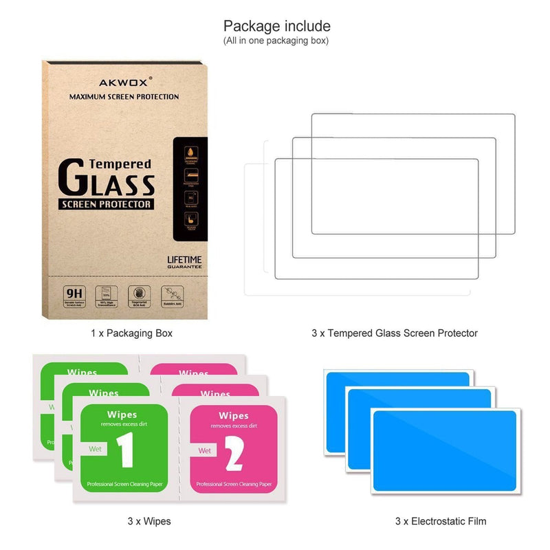 (Pack of 3) Tempered Screen Protector for Olympus OM-D E-M10 Mark III II E-M5 Mark II Pen-F E-P5 E-PL8 E-PL7 E-PL9, Akwox [0.3mm 2.5D High Definition 9H] Optical LCD Premium Glass Protective Cover