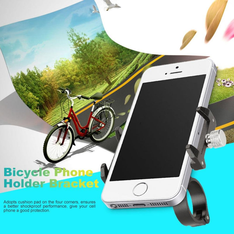 Bike Phone Mount, Aluminum Alloy Adjustable Bicycle Phone Holder Clip Handlebar Phone Support Bracket Black