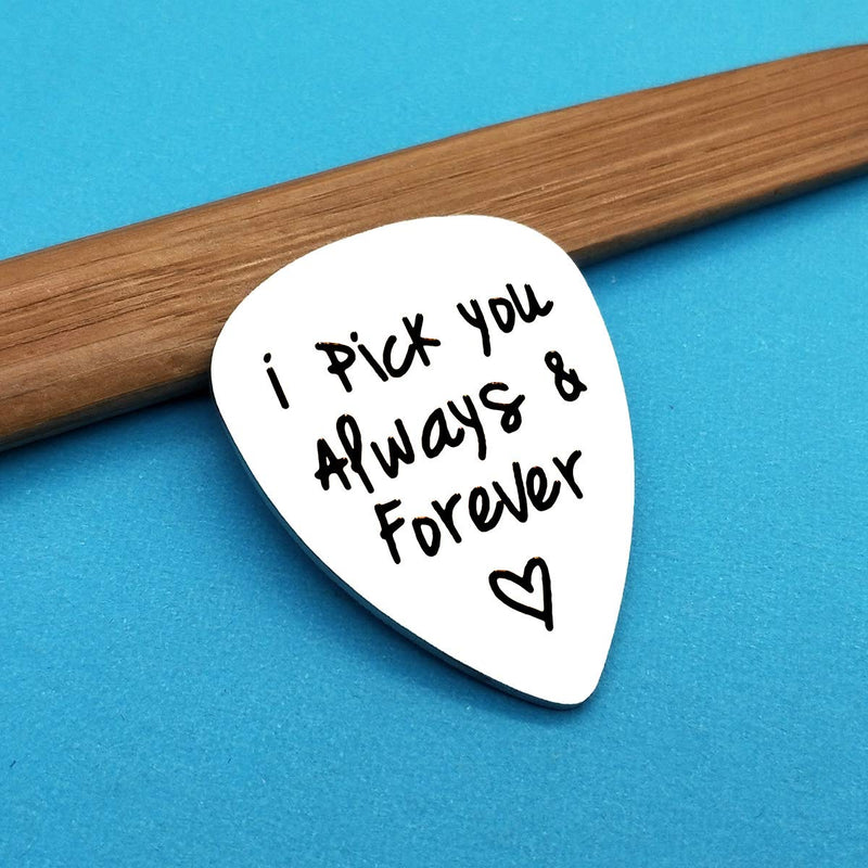 Anniversary Gifts for Him Boyfriend I Pick You Always and Forever Guitar Pick Anniversary Gifts for Husband Birthday Christmas Gifts Valentines Day Gifts for Men