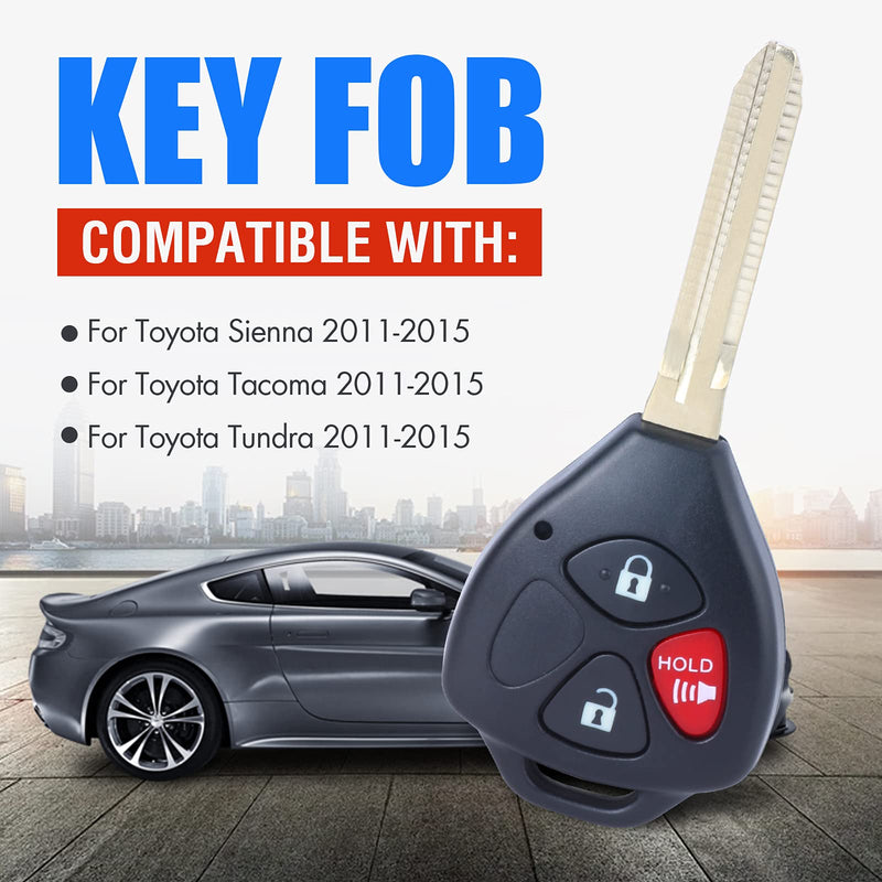 Keymall Upgraded Key Fob Keyless Entry Remote Control for Toyota Sienna Tacoma Tundra FCC ID GQ43VT20T G Chip (Your Old Key Must has G Stamp) G Chip-3 Btn