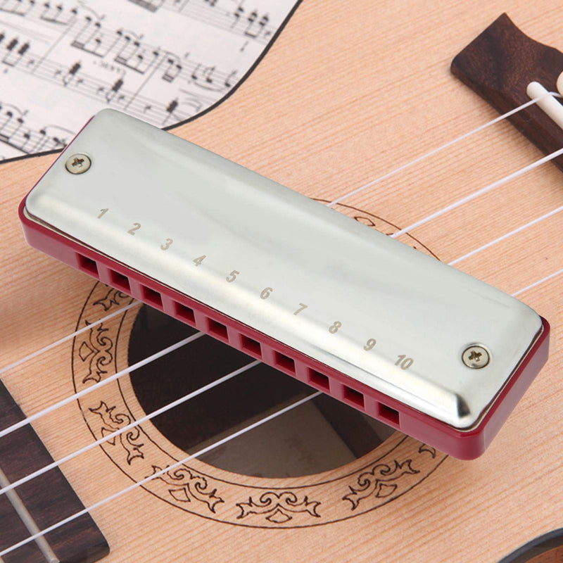 Not Easy To Oxidize And Rust 10 Hole Mouthorgan For Beginner Gift For Harmonica Players (red) red
