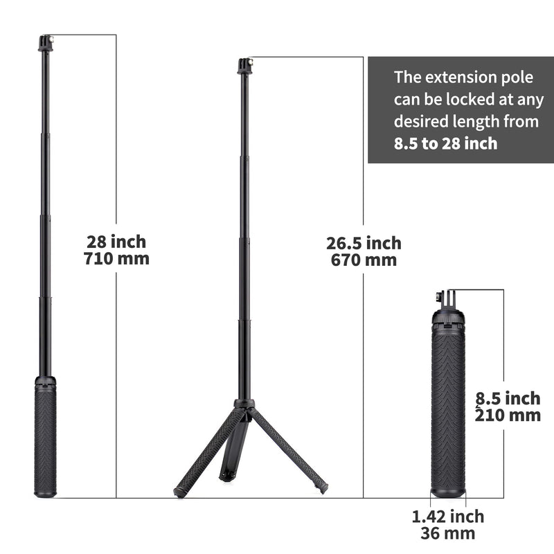 [AUSTRALIA] - YALLSAME Aluminum Selfie Stick Monopod for GoPro Hero 10 9 8 7 6 5 4 3 Max AKASO SJCAM DJI OSMO Action Camera with Floating Grip, Used as Extendable Telescoping Monopod Pole/Hand Grip/Tripod Stand Selfie Stick Monopod with Floating Grip 