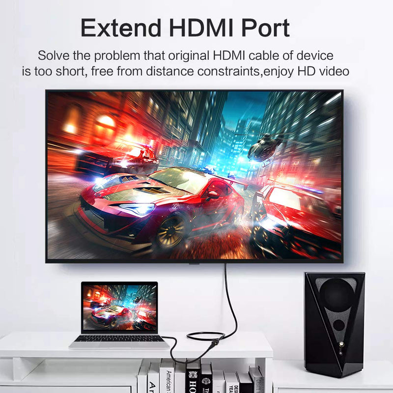 Cmple - HDMI Extension Cable Male to Female Support 3D 4K x 2K Resolution HDMI Cable Extender with Ethernet - 6 Feet 6FT Black