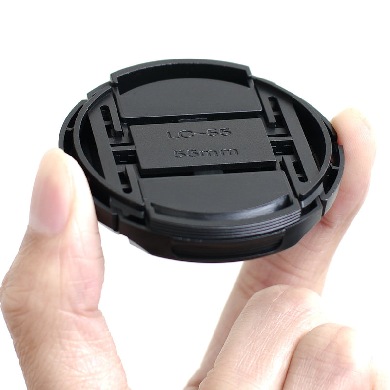 IMZ Lens Cap Bundle - 2 x 55MM Front Lens Filter Snap On Pinch Cap Protector Cover for DSLR SLR Camera Lens 55x2 55 mm