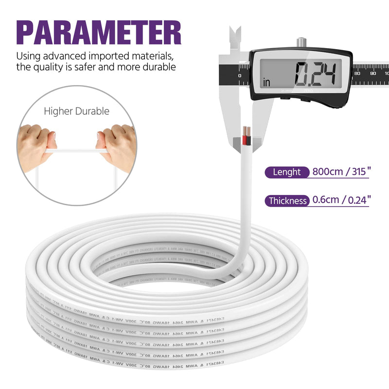 [AUSTRALIA] - Emitever Wall Cable LED Lighting Copper Wire, 18 Gauge, Multi, 26 Foot 