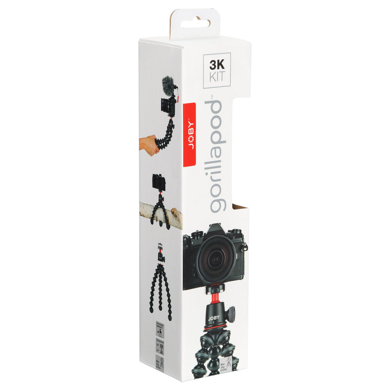 Joby JB01507 GorillaPod 3K Kit. Compact Tripod 3K Stand and Ballhead 3K for Compact Mirrorless Cameras or Devices up to 3K (6.6lbs). Black/Charcoal.