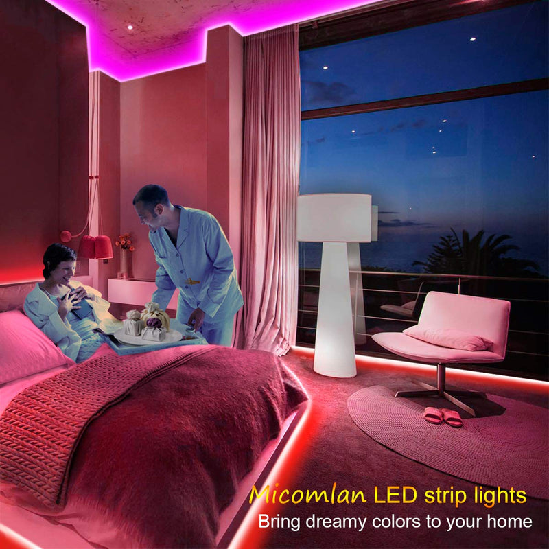 Micomlan LED Strip Lights,16.4 FT (5M) RGB Led Strip Lights with Remote, 360 Degree Remote Control, Color changing12V Led Light Strip for Bedroom Home Lighting Kitchen Bar Home Decoration