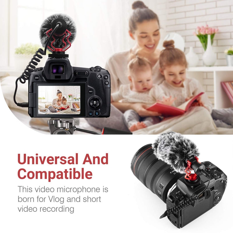 Universal Camera Microphone Video Mic Shotgun Starfavor SXR-10 with Shock Mount, Windscreen, Soft Case, Cable for iPhone Android Smartphones Canon EOS Nikon DSLR Cameras and DV Camcorders