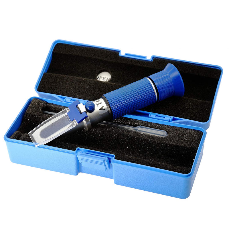 Salinity Refractometer for Aquarium Fish, Salt Water Testing, Dual Scale Salinity Tester PPT& Specific Gravity Saline Seawater Refractometer Hydrometer with ATC, Made of Copper Not Cheap Aluminum
