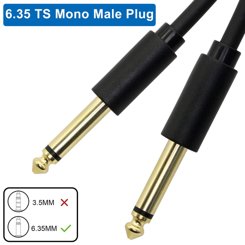 [AUSTRALIA] - 6.35mm Mono Guitar Instrument Cable,Straight 1/4 TS Male to 1/4 TS Male Unbalanced Patch Cords For Electric Bass Guitar,Amplifier Speaker,Line-level Audio etc (1.5) 1.5 Metres 