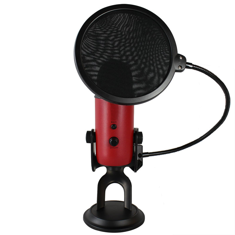 [AUSTRALIA] - HDE Microphone Pop Filter for Blue Yeti - Dual Layer Studio Mic Wind Screen with Stand Clip and 360 Degree Gooseneck Arm - Black 
